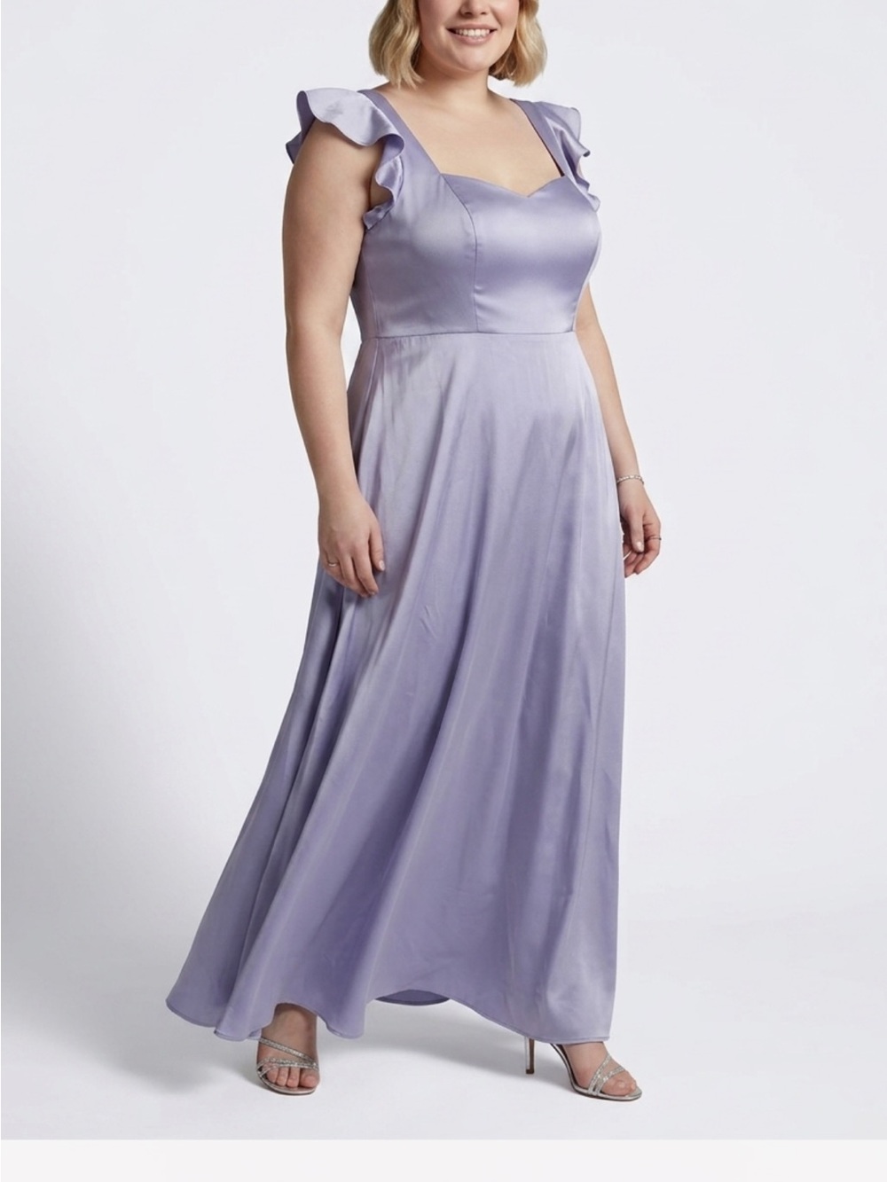 Plus Size Lavender Ruffle-Strap Maxi Dress